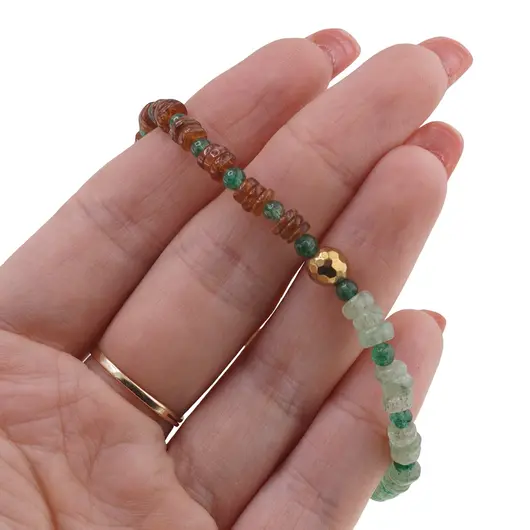 Bratara Granat Hessonit, Citrin si Aventurin discuri 4-6mm, Aventurin dark sfere 4mm si Hematit auriu fatetat 6mm, imagine 3