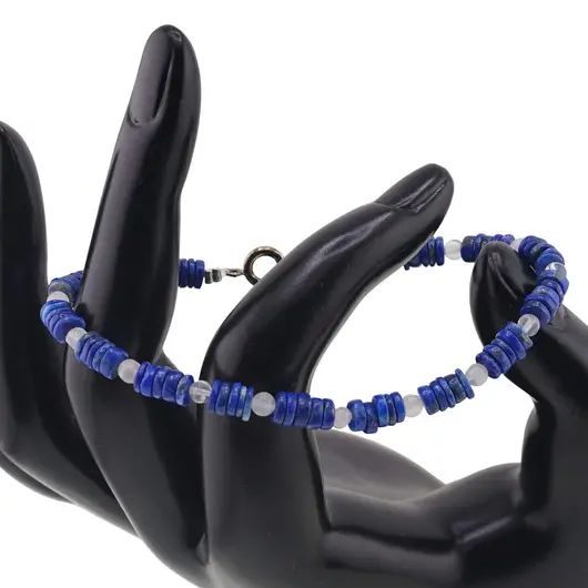 Bratara Lapis Lazuli discuri 5mm si Piatra Lunii sfere 3mm, imagine 2