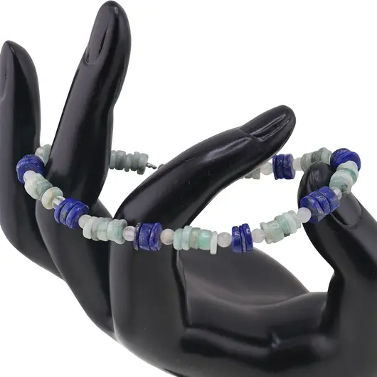 Bratara Smarald si Lapis Lazuli discuri 5-6mm cu Piatra Lunii sfere 3mm, imagine 2