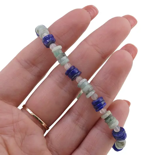 Bratara Smarald si Lapis Lazuli discuri 5-6mm cu Piatra Lunii sfere 3mm, imagine 3