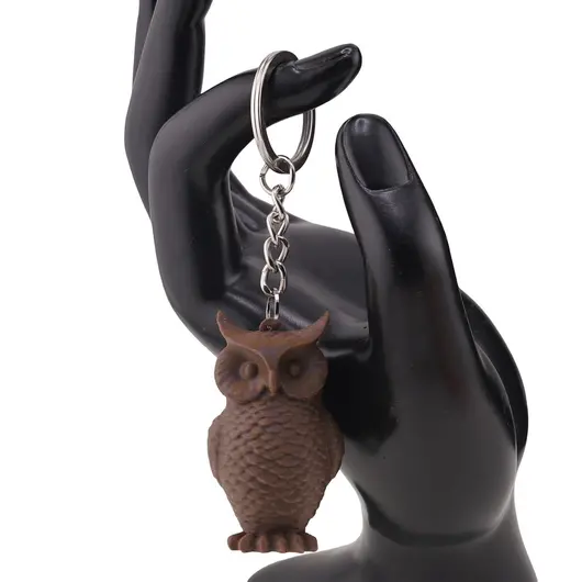 Breloc cu bufnita maro - 4,5cm, imagine 3