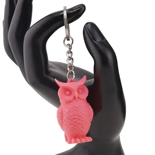 Breloc cu bufnita roz - 4,5cm, imagine 3