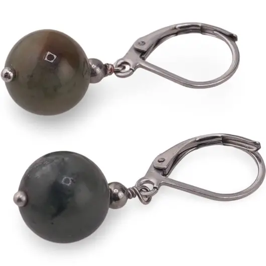 Cercei cu agatatoare Agat indian sfera 10mm