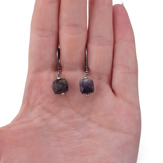 Cercei cu agatatoare Ametist cub fatetat 8mm, imagine 3