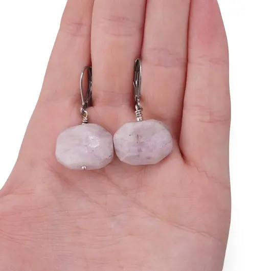 Cercei cu agatatoare Kunzit fatetat 18mm, imagine 3