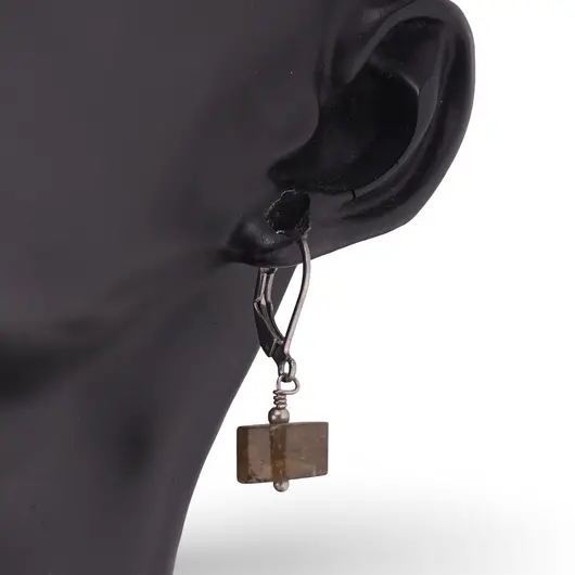 Cercei cu agatatoare Labradorit disc fatetat 9-10mm, imagine 2