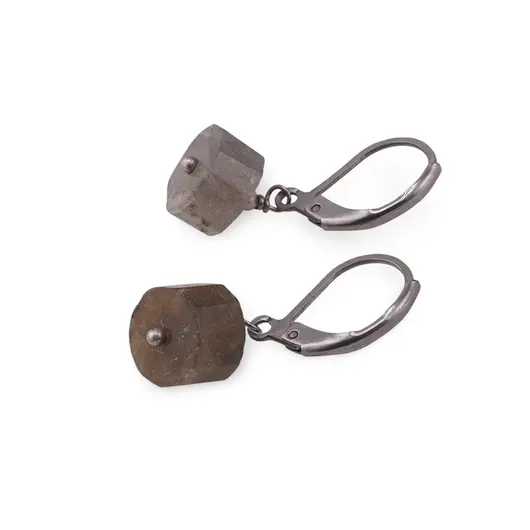 Cercei cu agatatoare Labradorit disc fatetat 9-10mm