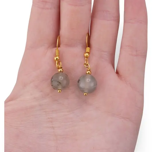 Cercei cu agatatoare Moss agat sfera 10mm, imagine 3