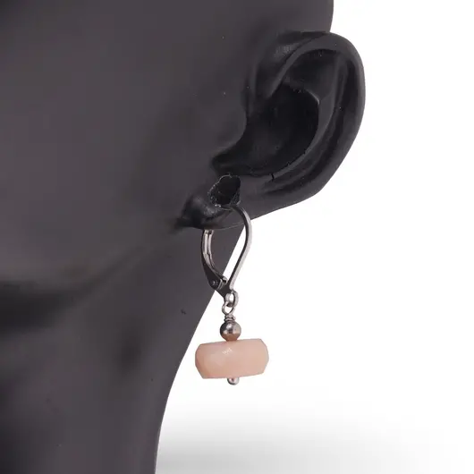 Cercei cu agatatoare Opal roz disc fatetat 10mm, imagine 2