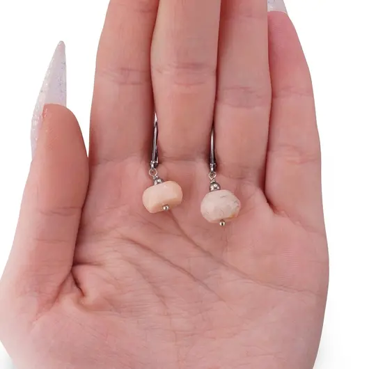 Cercei cu agatatoare Opal roz disc fatetat 10mm, imagine 3