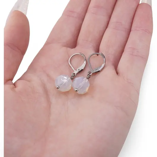 Cercei cu agatatoare Opalit sfera fatetata 10mm, imagine 3