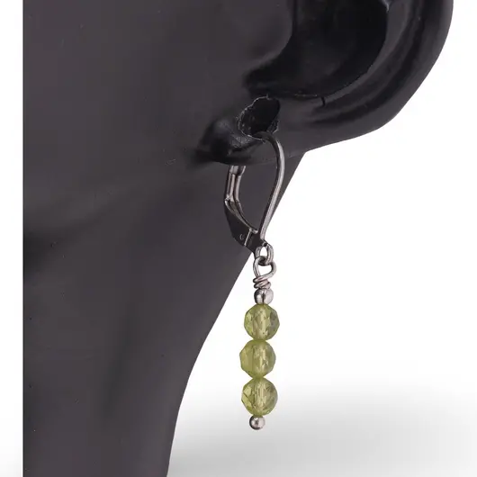 Cercei cu agatatoare Peridot sfere fatetate 4mm, imagine 2