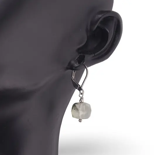 Cercei cu agatatoare Prehnit cub fatetat 8mm, imagine 2