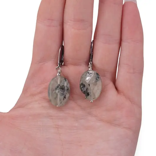 Cercei cu agatatoare Prehnit oval fatetat 18mm, imagine 3