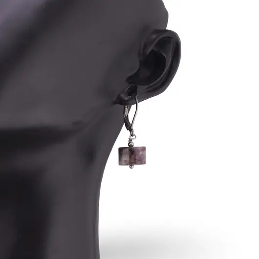 Cercei cu agatatoare Turmalina roz disc fatetat 10mm, imagine 2