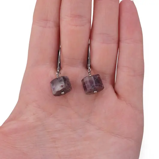 Cercei cu agatatoare Turmalina roz disc fatetat 10mm, imagine 3