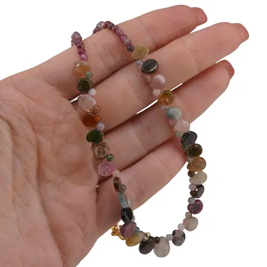 Colier Turmalina multicolora sfere 3mm si briolete 7mm, imagine 3