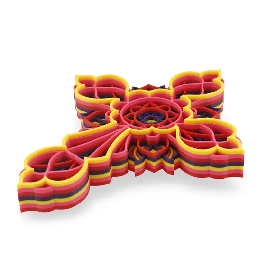 Cruce decorativa layered pentru perete, rosu - galben, 20cm, imagine 2