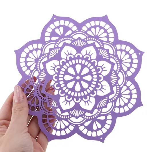 Decoratiune feng shui mandala lotus, mov - 17cm, imagine 3