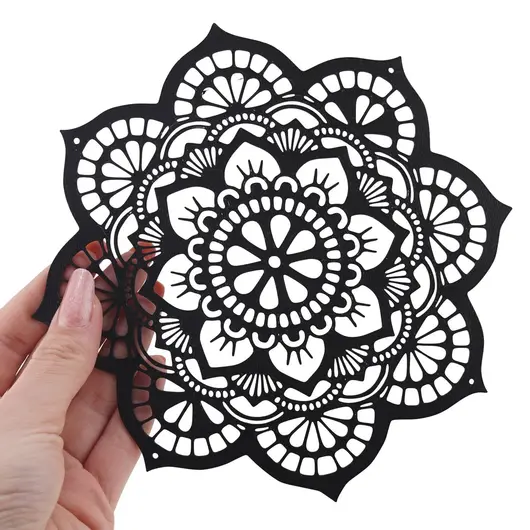 Decoratiune feng shui mandala lotus, negru - 17cm, imagine 3