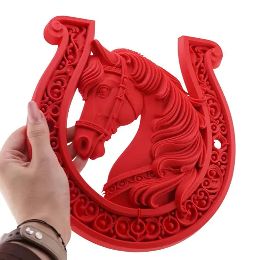 Decoratiune feng shui Potcoava cu Calul de Foc pentru noroc si protectia casei, 24cm, imagine 3