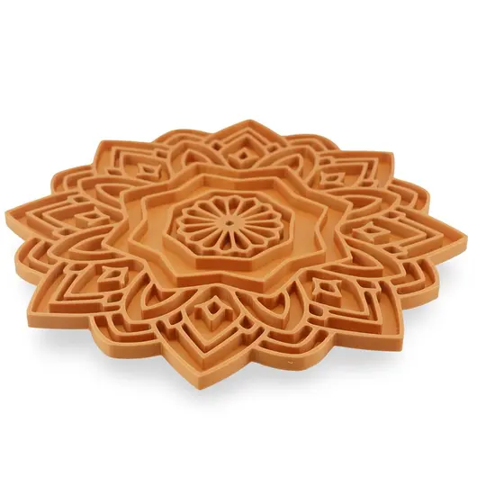 Decoratiune / Suport mandala cu decupaje pentru cristale, galben - 18cm, imagine 2
