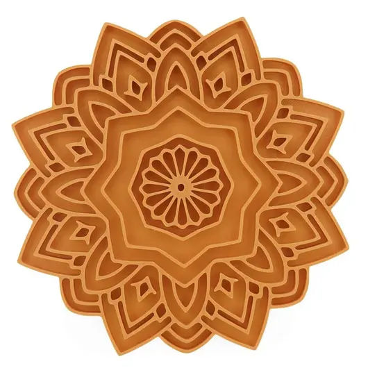 Decoratiune / Suport mandala cu decupaje pentru cristale, galben - 18cm
