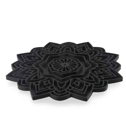 Decoratiune / Suport mandala cu decupaje pentru cristale, negru - 18cm, imagine 2
