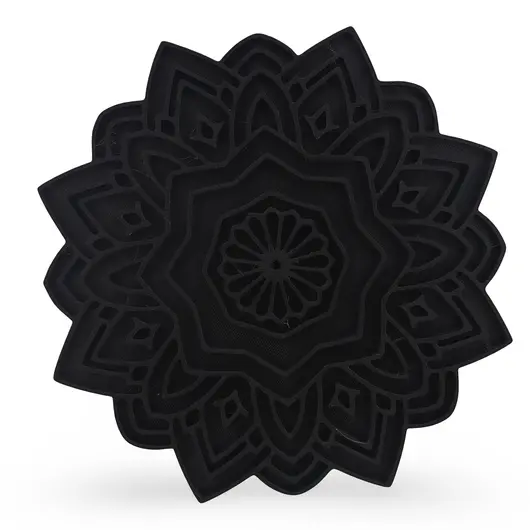 Decoratiune / Suport mandala cu decupaje pentru cristale, negru - 18cm