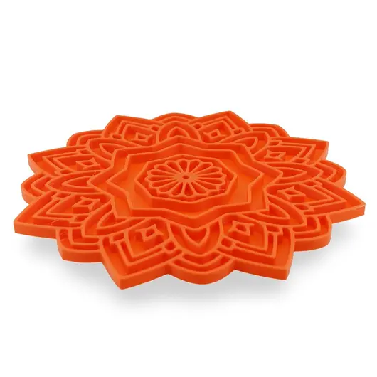 Decoratiune / Suport mandala cu decupaje pentru cristale, portocaliu - 18cm, imagine 2