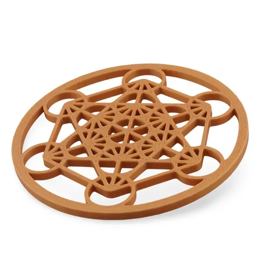 Grila pentru cristale Cubul lui Metatron, galben - 10cm, imagine 2