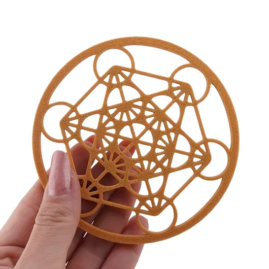 Grila pentru cristale Cubul lui Metatron, galben - 10cm, imagine 3