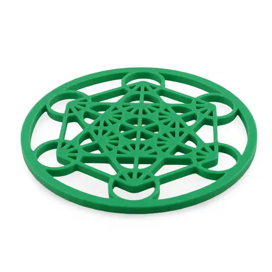 Grila pentru cristale Cubul lui Metatron, verde - 10cm, imagine 2