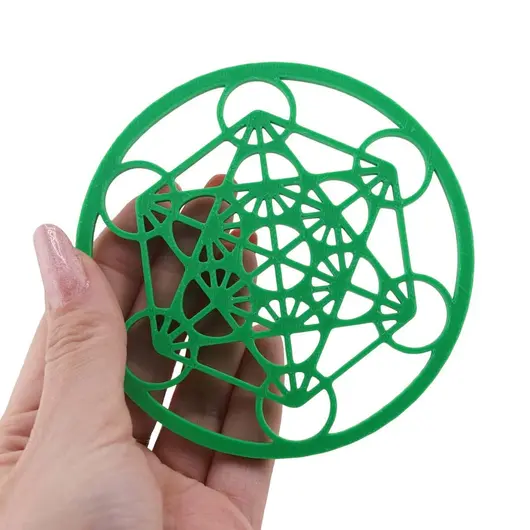 Grila pentru cristale Cubul lui Metatron, verde - 10cm, imagine 3