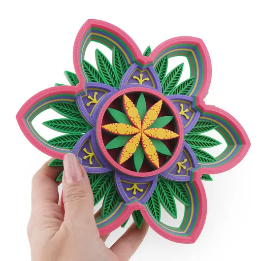 Mandala decorativa layered pentru perete Floare stilizata, 18cm, imagine 2