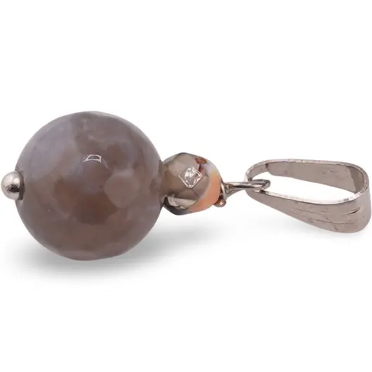 Pandantiv Agat gri patat sfere 4-10mm