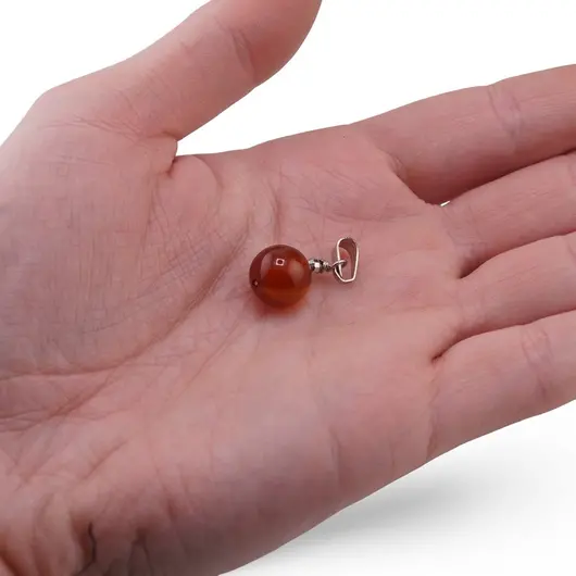 Pandantiv Carneol sfera 10mm si bumb gravat, imagine 3