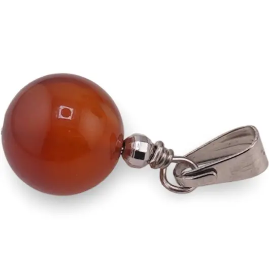 Pandantiv Carneol sfera 10mm si bumb gravat