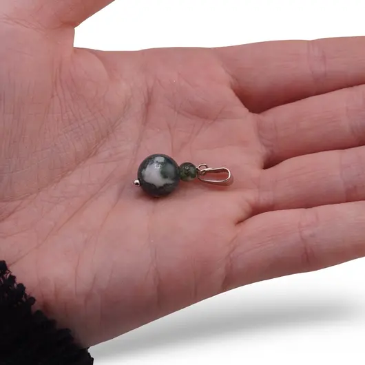 Pandantiv Moss agat sfere 4-10mm, imagine 3