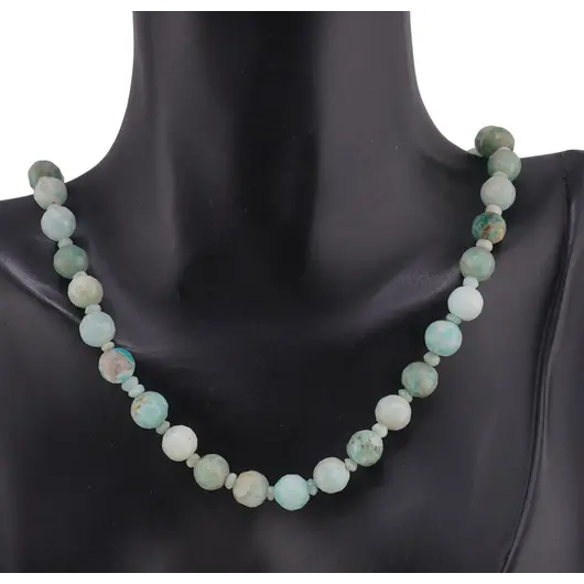 Set bratara si colier Amazonit sfere fatetate 6-7mm si discuri fatetate 3mm, imagine 3