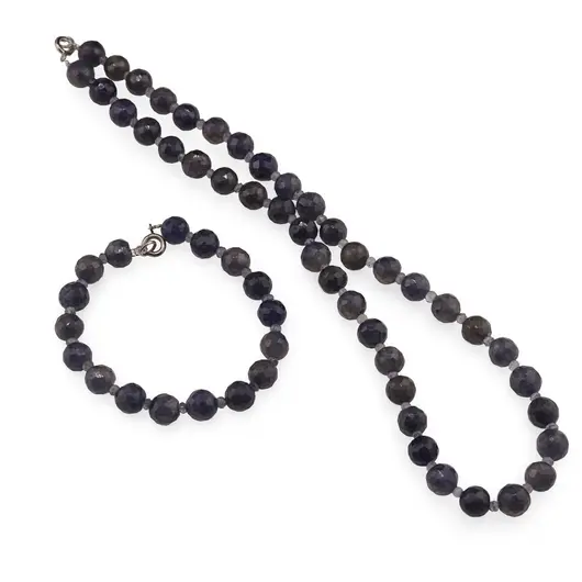 Set bratara si colier Iolith sfere fatetate 8mm si discuri fatetate 3mm