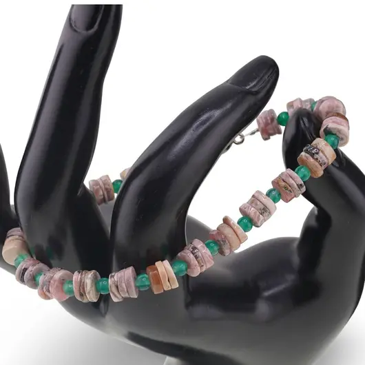 Set colier si bratara Rodocrozit discuri 6-7mm si Onix verde sfere 3-4mm, imagine 2