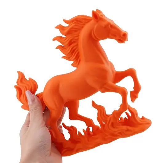 Statueta feng shui Calul de foc invaluit de flacarile victoriei, portocaliu - 20cm, imagine 3