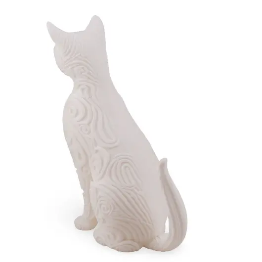 Statueta Pisica gravata alba - 14,5cm, imagine 2