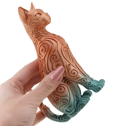 Statueta Pisica gravata multicolora - 14,5cm, imagine 3