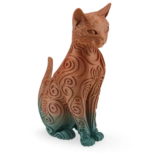 Statueta Pisica gravata multicolora - 14,5cm