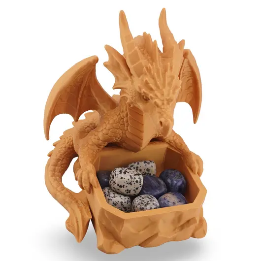 Suport pentru cristale Dragon protector, galben - 14cm, imagine 2