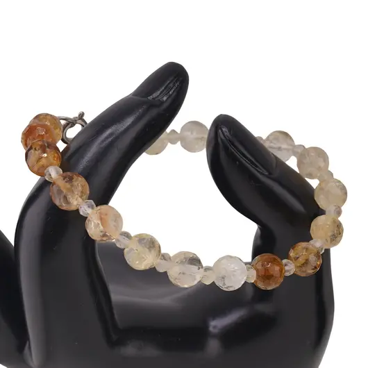 Bratara Citrin sfere fatetate 7mm si discuri fatetate 4mm, imagine 2