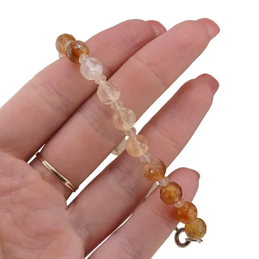 Bratara Citrin sfere fatetate 7mm si discuri fatetate 4mm, imagine 3