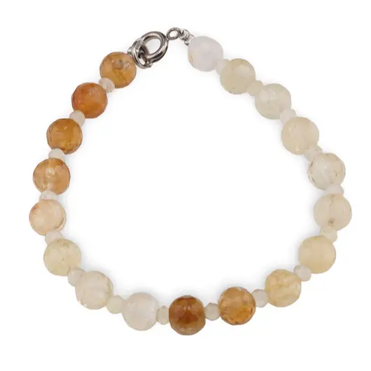 Bratara Citrin sfere fatetate 7mm si discuri fatetate 4mm